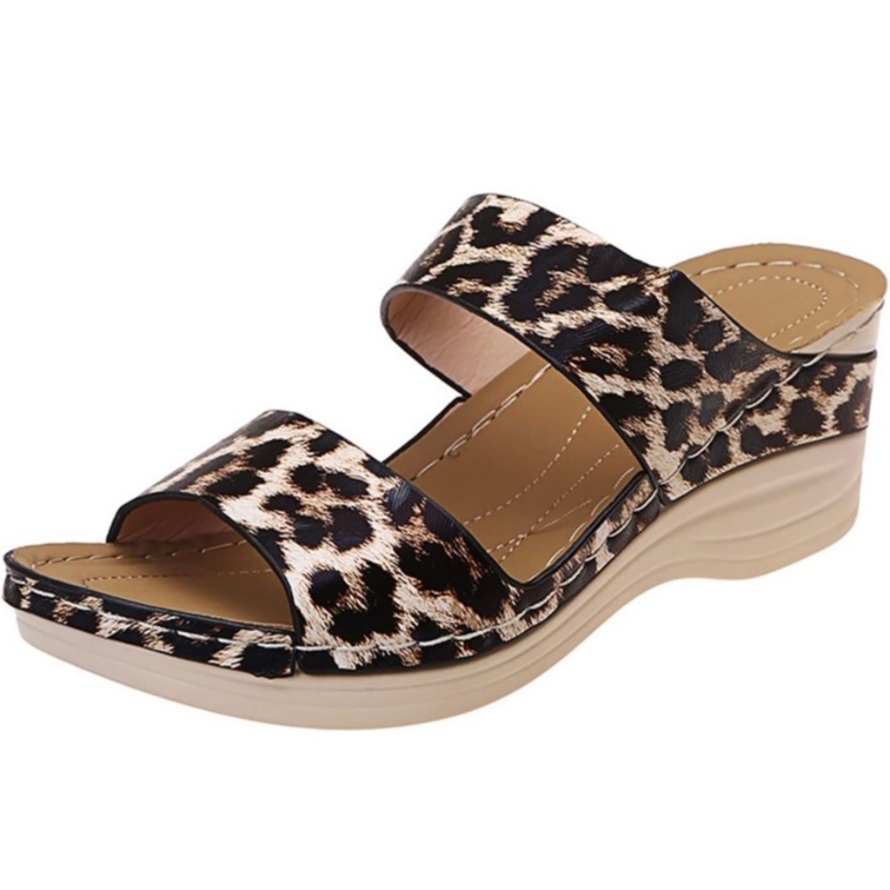Orthopedic Slides Sandals for Women (Color : Leopard, Size : 9.5-10 US)